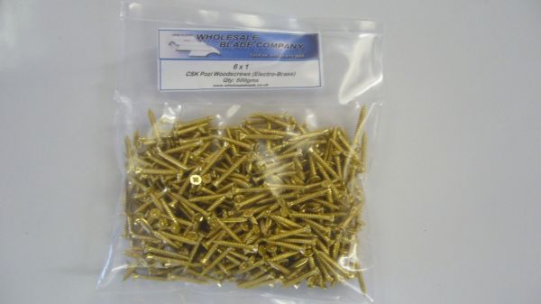 1x6 CSK Pozi Electro Brass Woodscrews 1/2kg Bag